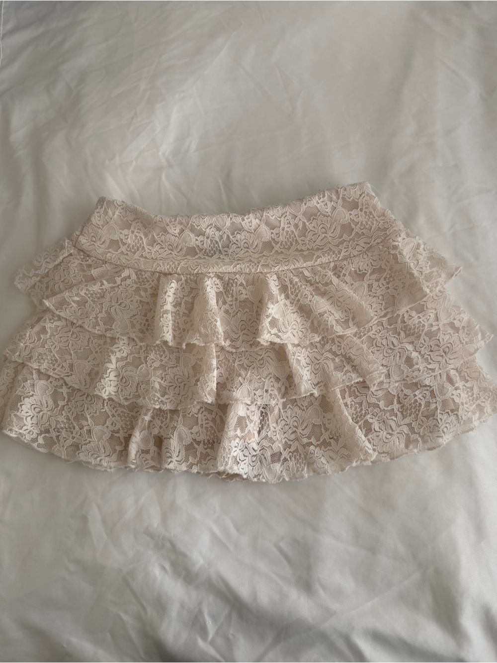 Windsor Light Beige Lace Tiered Ruffle Skirt